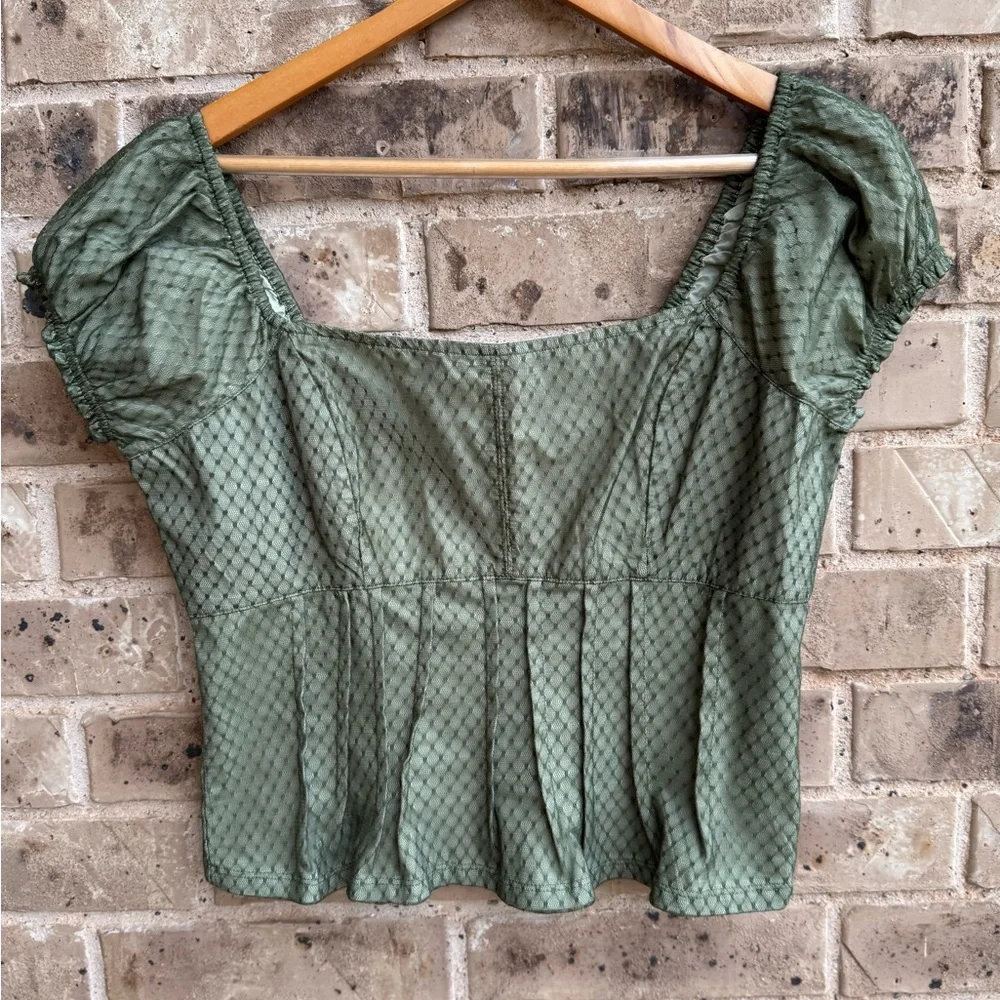 NWT: Anthropologie Puffed Cap-Sleeve Corset Top Sz M - Picture 2 of 9